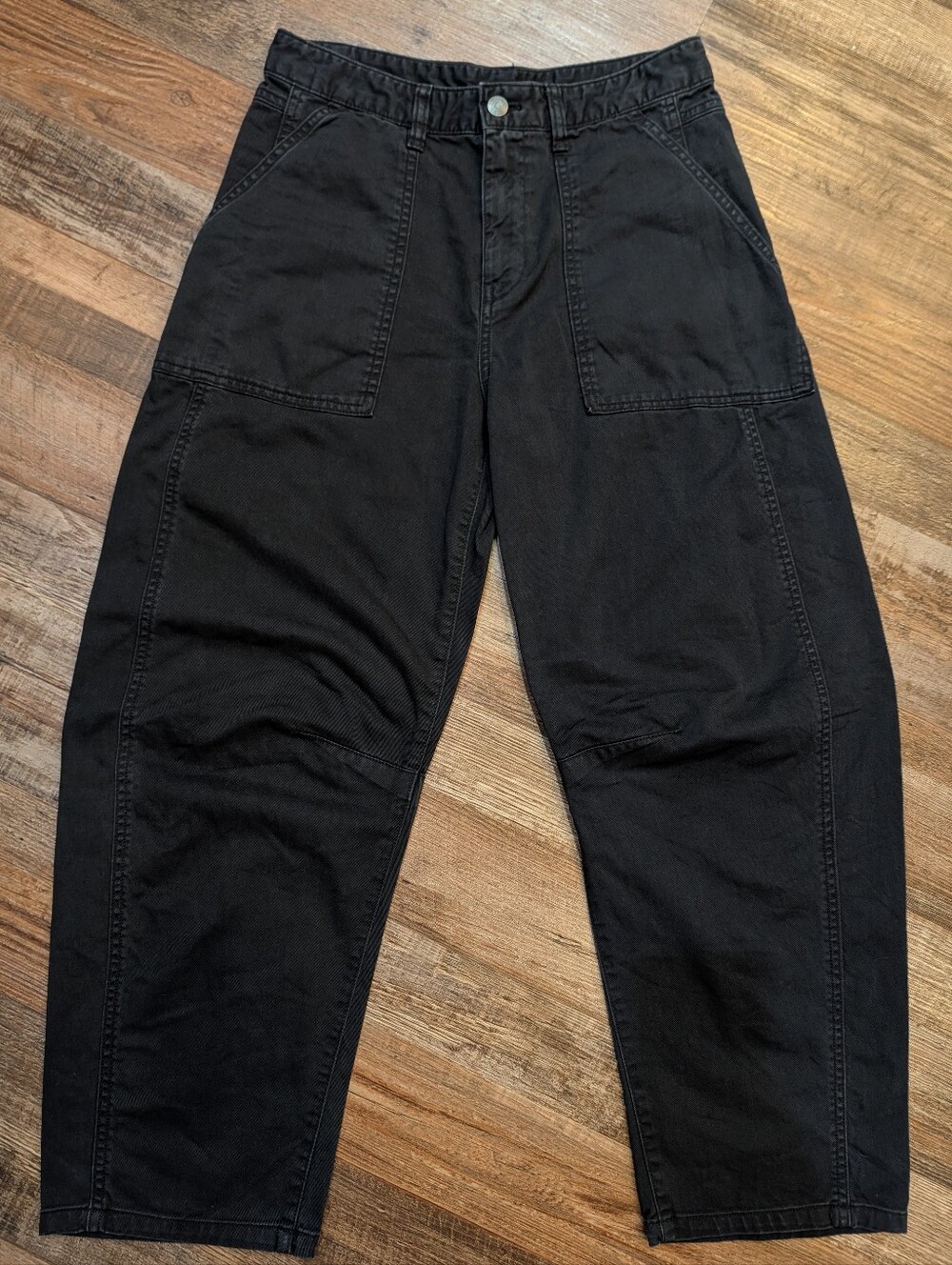 GAP Mid Rise Twill Barrel Pants 100% Cotton Black Size 4